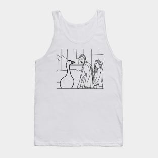 Distracted Boyfriend Meme and Gaming Goose Line Drawing Tank Top